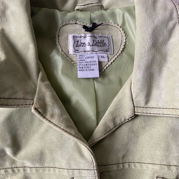 Vintage Live a Little Green Leather Jacket - Picture 4 of 4